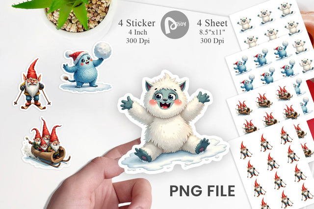 Sticker UglyCute Yeti & Gnome Winter Games Sublimation artnoy 