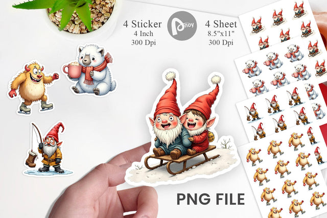 Sticker UglyCute Yeti & Gnome Winter Games Sublimation artnoy 