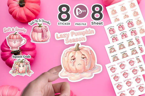Sticker Unbothered Pink Pumpkin Watercolor Sublimation artnoy 