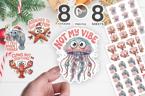 Sticker Undersea Christmas Aquatic Chaos SVG artnoy 
