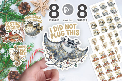 Sticker Undersea Christmas Aquatic Chaos SVG artnoy 