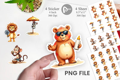 Sticker Unenthusiastic Wild Animals Summer Sublimation artnoy 