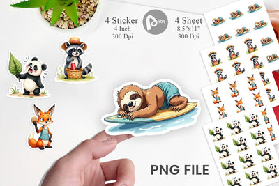 Sticker Unenthusiastic Wild Animals Summer Sublimation artnoy 