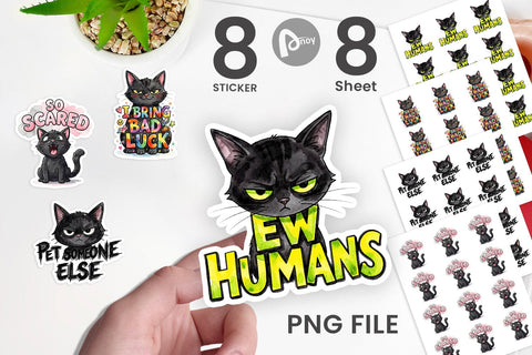 Sticker Unimpressed Black Cat Quote Sublimation artnoy 