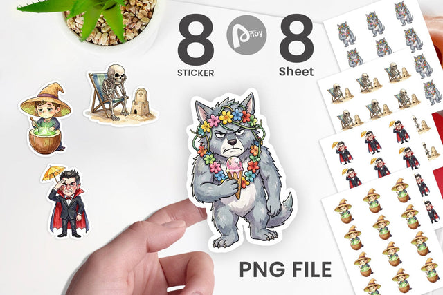 Sticker Unimpressed Summerween Ghouls Sublimation artnoy 