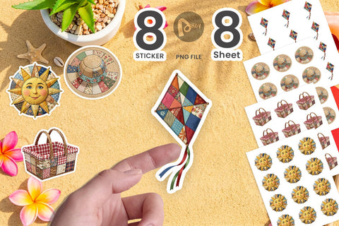 Sticker Vibrant Summer Play Patchwork Sublimation artnoy 