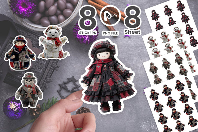Sticker Victorian Gothic Patchwork Dolls Sublimation artnoy 