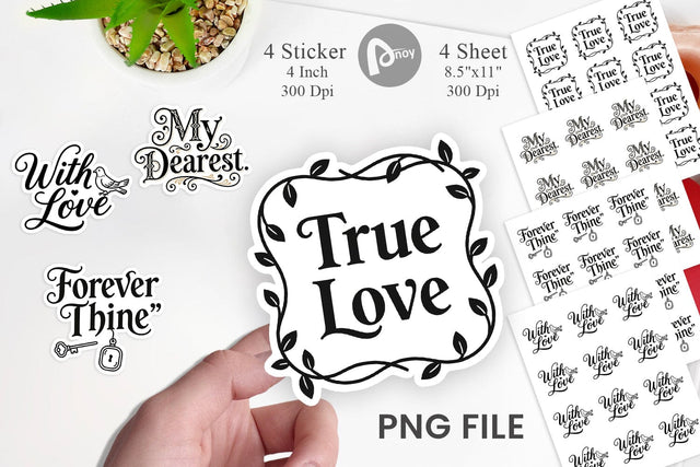 Sticker Victorian Romance Valentine Quotes Sublimation artnoy 