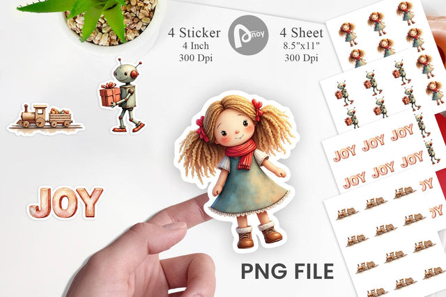 Sticker Vintage Christmas Toys Sublimation artnoy 