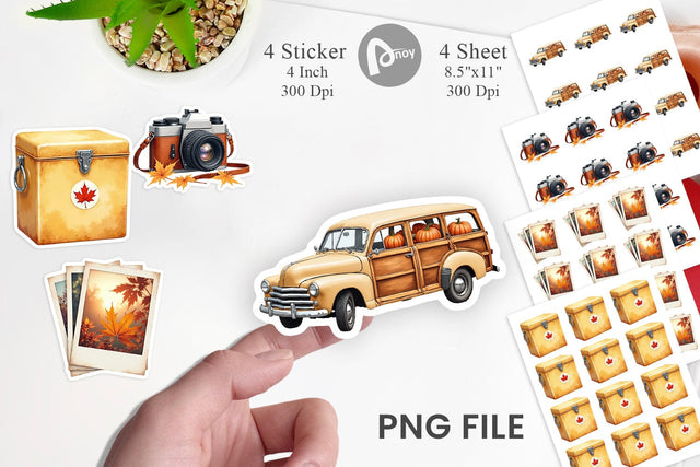 Sticker Vintage Fall Road Trip Sublimation artnoy 