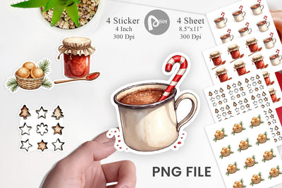 Sticker Vintage Farmhouse Christmas Sublimation artnoy 