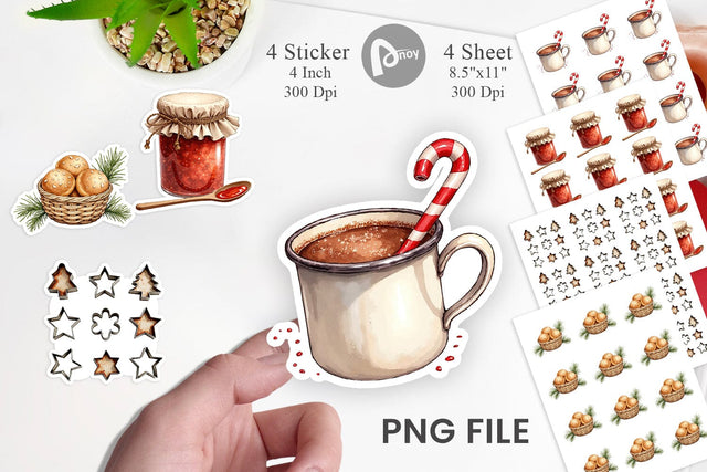 Sticker Vintage Farmhouse Christmas Sublimation artnoy 