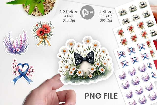 Sticker Vintage Floral Bow Sublimation artnoy 