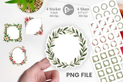Sticker Vintage Floral Frames and Wreaths Sublimation artnoy 