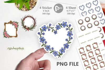 Sticker Vintage Floral Frames and Wreaths Sublimation artnoy 