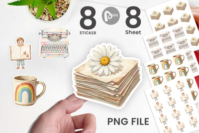 Sticker Vintage Groovy Teacher Accessory Sublimation artnoy 
