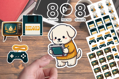 Sticker Vintage Mustard & Teal Pixel Den Art SVG artnoy 