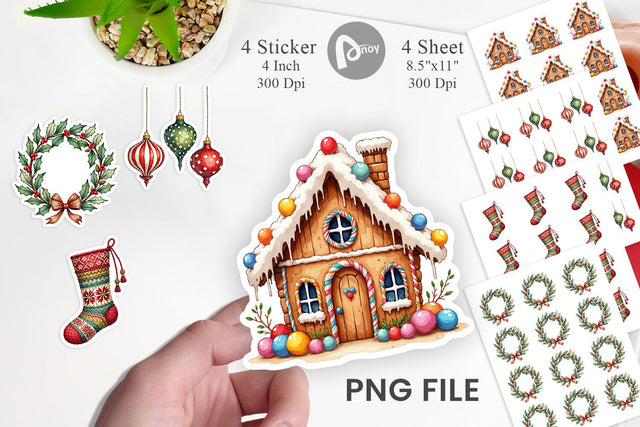 Sticker Vintage Nordic Holiday Sublimation artnoy 