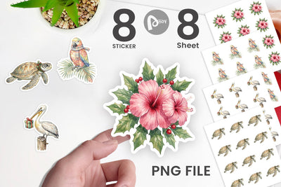 Sticker Vintage Tropical Holiday Animal Sublimation artnoy 