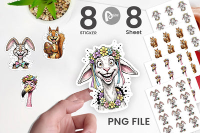 Sticker Wacky Easter Animal Portrait Sublimation artnoy 