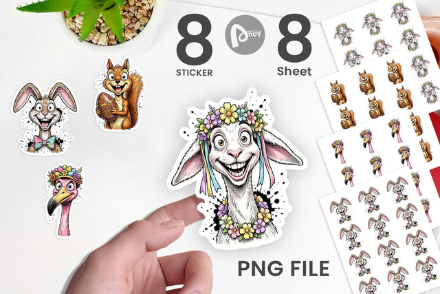 Sticker Wacky Easter Animal Portrait Sublimation artnoy 