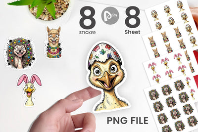 Sticker Wacky Easter Animal Sublimation artnoy 