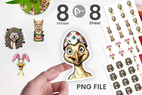 Sticker Wacky Easter Animal Sublimation artnoy 