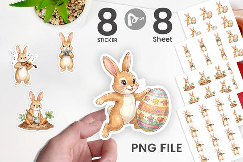 Sticker Watercolor Active Hobby Easter Bunny Sublimation artnoy 