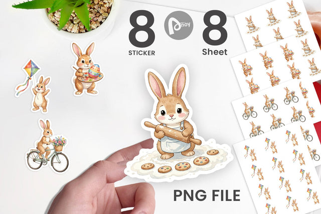 Sticker Watercolor Active Hobby Easter Bunny Sublimation artnoy 