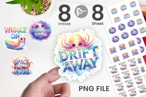 Sticker Watercolor Alien Quote Sublimation artnoy 