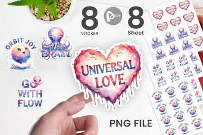Sticker Watercolor Alien Quote Sublimation artnoy 