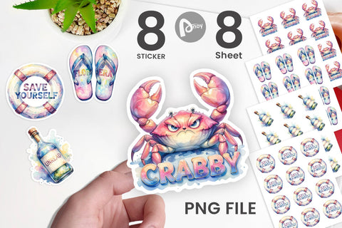 Sticker Watercolor Anti Social Beach Quotes Sublimation artnoy 