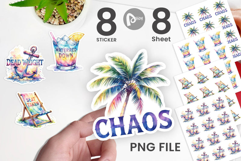 Sticker Watercolor Anti Social Beach Quotes Sublimation artnoy 