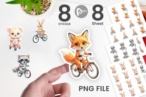 Sticker Watercolor Big Eye Forest Friends Bike Sublimation artnoy 