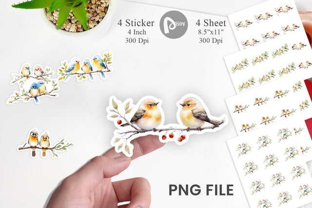 Sticker Watercolor Bird Sublimation artnoy 