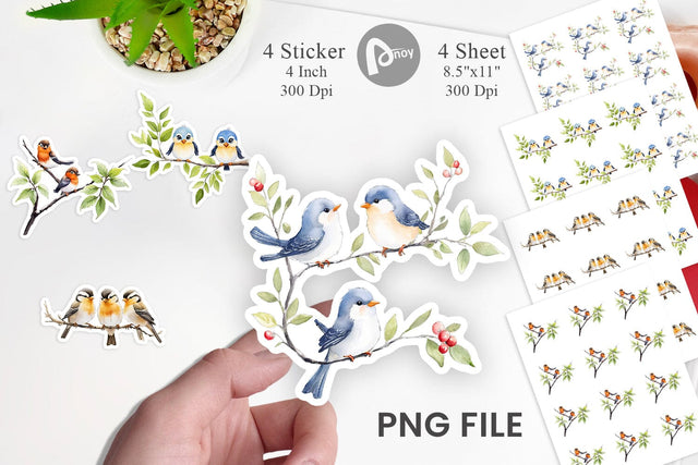 Sticker Watercolor Bird Sublimation artnoy 