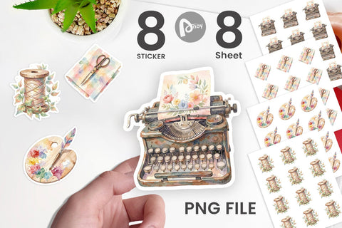 Sticker Watercolor Boho Artistic Craft Ephemera Sublimation artnoy 