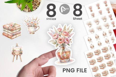 Sticker Watercolor Boho Artistic Craft Ephemera Sublimation artnoy 