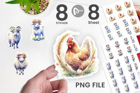 Sticker Watercolor Boho Highland Cow And Friends Sublimation artnoy 