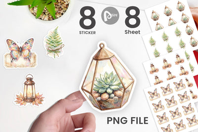 Sticker Watercolor Boho Woodland Nature Ephemera Sublimation artnoy 