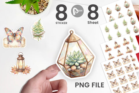 Sticker Watercolor Boho Woodland Nature Ephemera Sublimation artnoy 