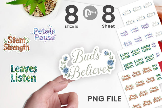 Sticker Watercolor Botanical Nature Recovery Art Sublimation artnoy 