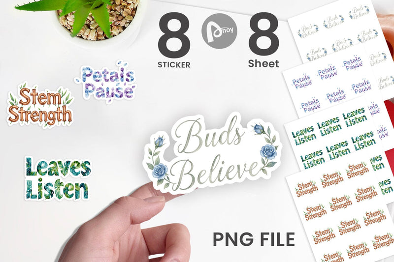 Sticker Watercolor Botanical Nature Recovery Art Sublimation artnoy 