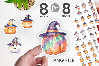 Sticker Watercolor Celestial Starlight Witch Hat Sublimation artnoy 