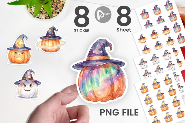 Sticker Watercolor Celestial Starlight Witch Hat Sublimation artnoy 