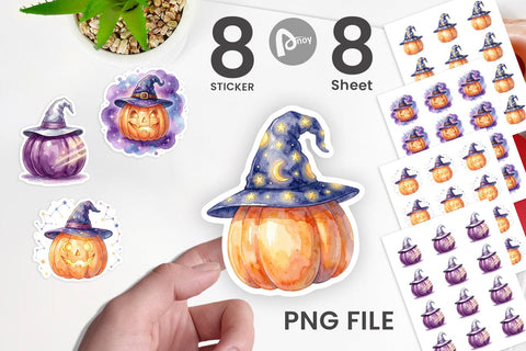 Sticker Watercolor Celestial Starlight Witch Hat Sublimation artnoy 