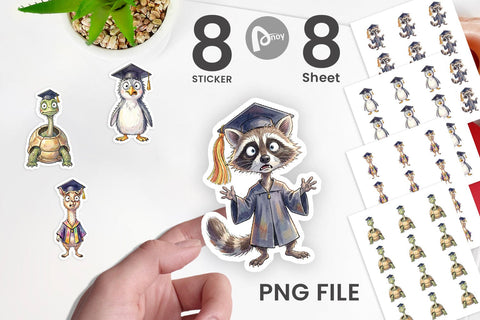 Sticker Watercolor Chaotic Animal Graduation Sublimation artnoy 