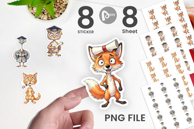 Sticker Watercolor Chaotic Animal Graduation Sublimation artnoy 