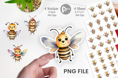 Sticker Watercolor Christmas Bee Sublimation artnoy 
