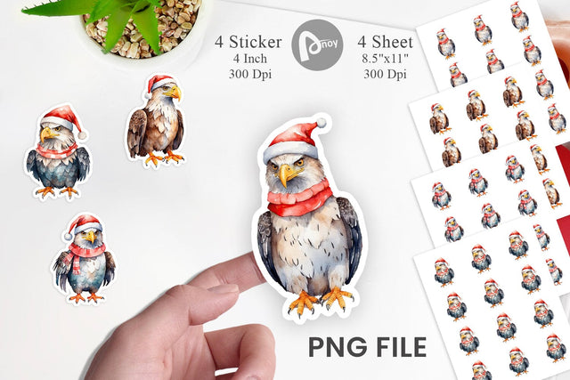 Sticker Watercolor Christmas Eagle Sublimation artnoy 